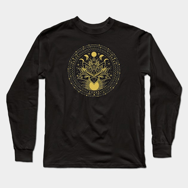 Lotus Flower Mandala Long Sleeve T-Shirt by CelestialStudio